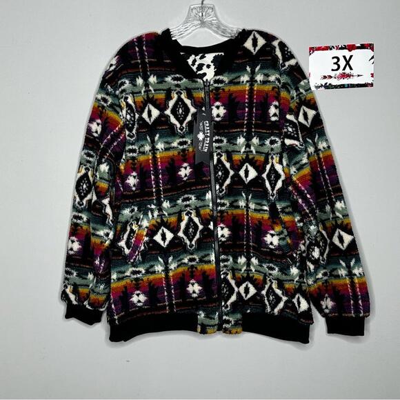 Crazy Train 3X Reversable Fleece Jacket - Aztec & Cow Print - Picture 2 of 8